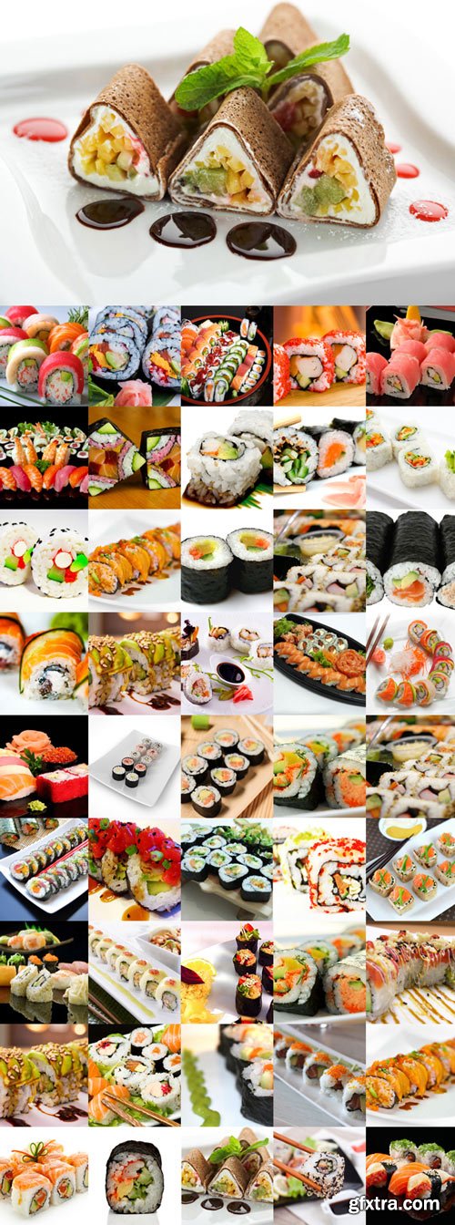 Sushi rolls raster graphics