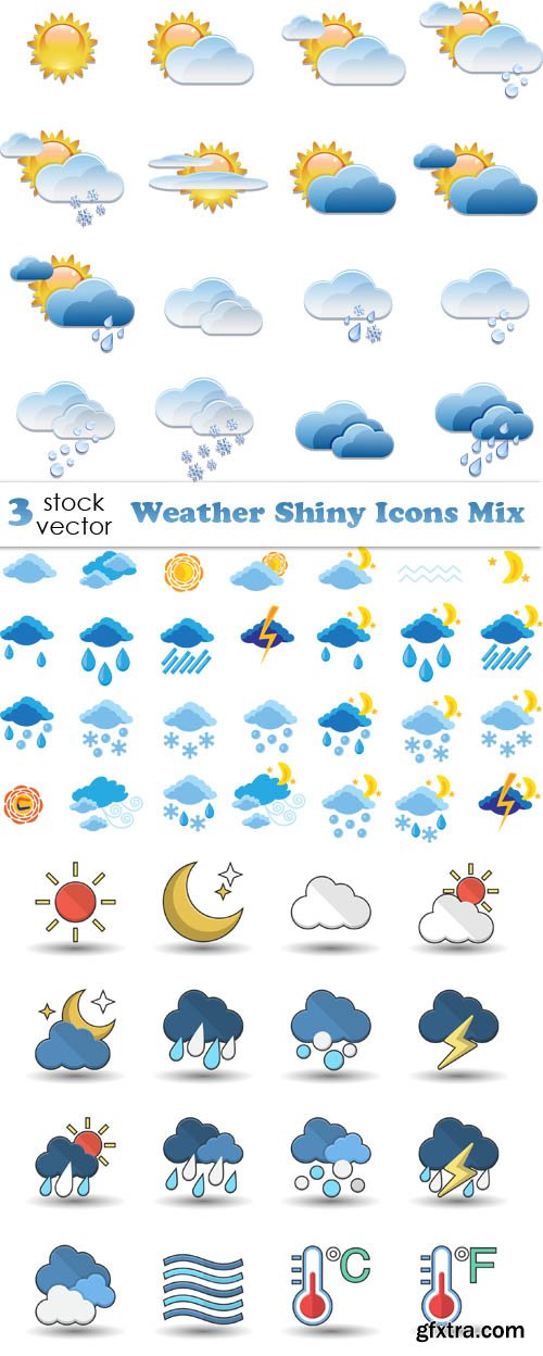 Vectors - Weather Shiny Icons Mix
