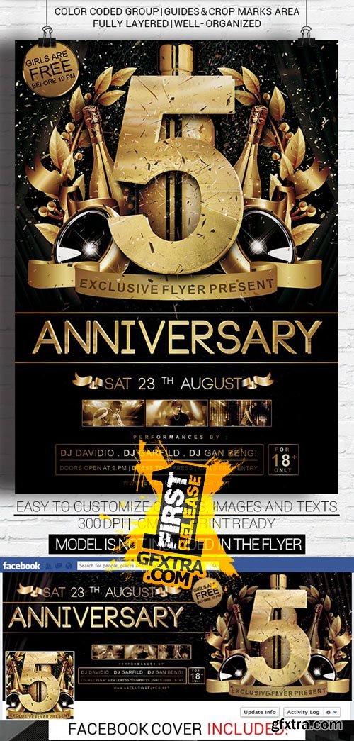 Anniversary - Flyer Template + Facebook Cover
