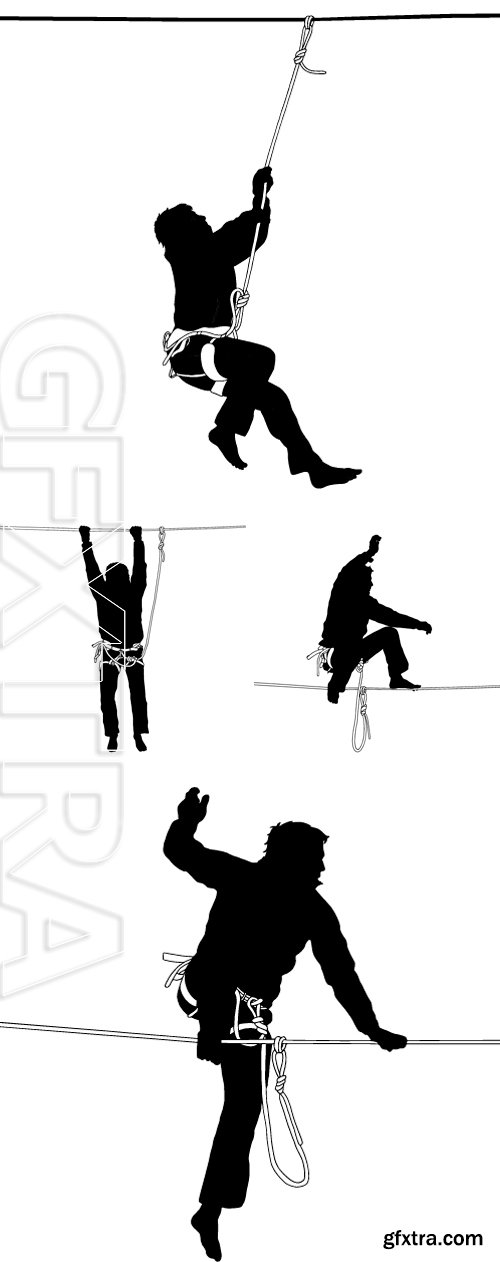 Stock Vectors - Silhouette of a man in a safety harness