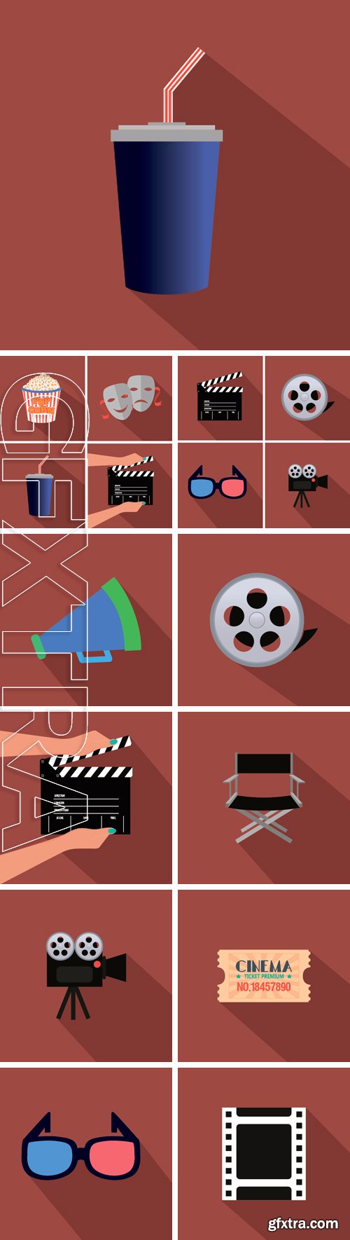 Stock Vectors - Abstract cinema object on a special red background