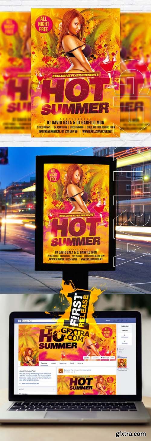 Hot Summer - Flyer Template + Facebook Cover