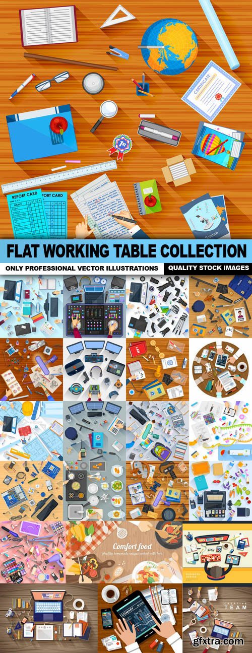 Flat Working Table Collection - 25 Vector
