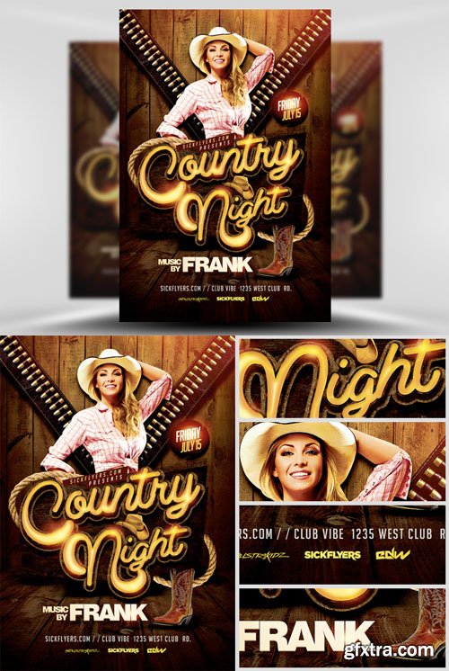 Country Night Western Flyer Template