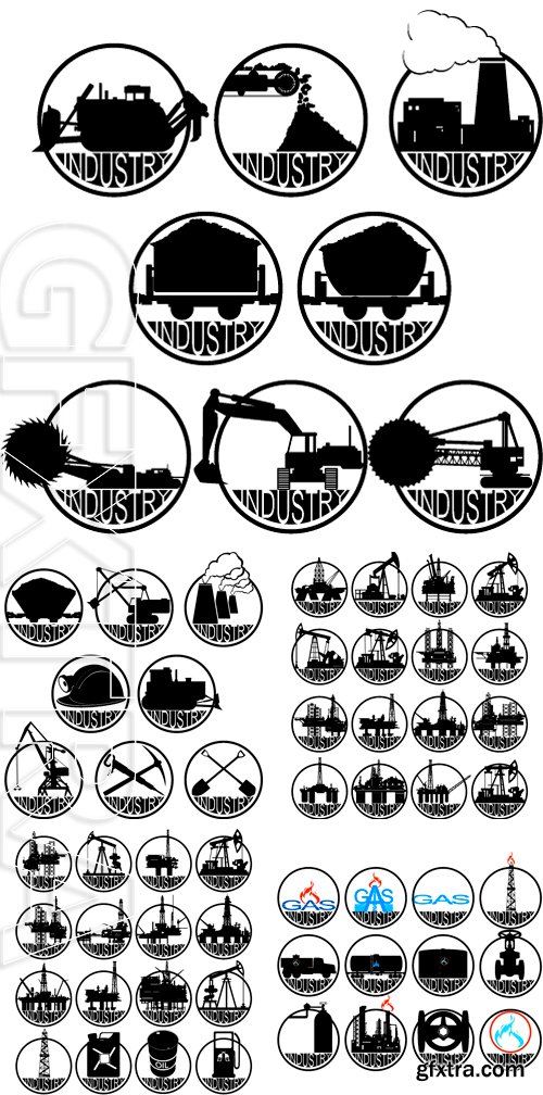 Stock Vectors - Icons coal mining industry. The illustration on a white background