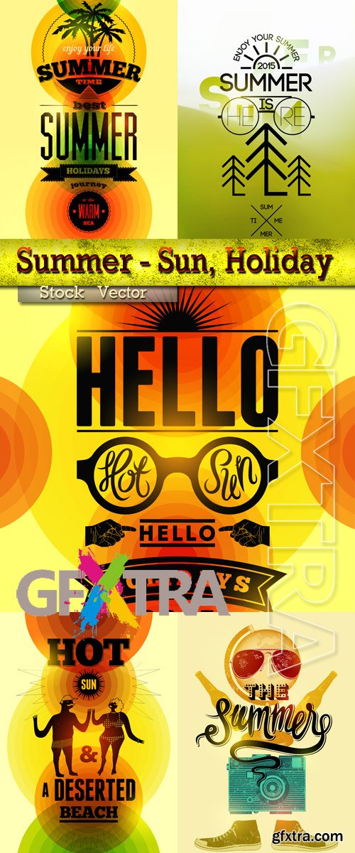 Typographical design in Vector - Summer holidays, sun