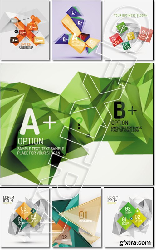 Fresh business abstract infographics on 3d triangular background - Vector
