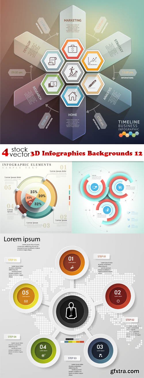 Vectors - 3D Infographics Backgrounds 12