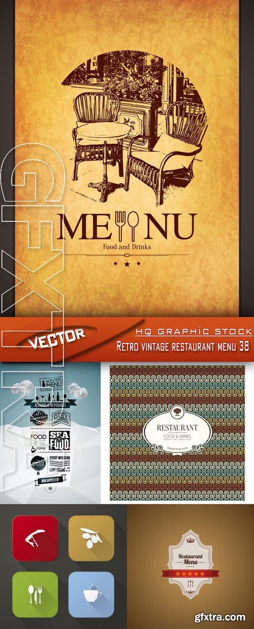 Stock Vector - Retro vintage restaurant menu 38