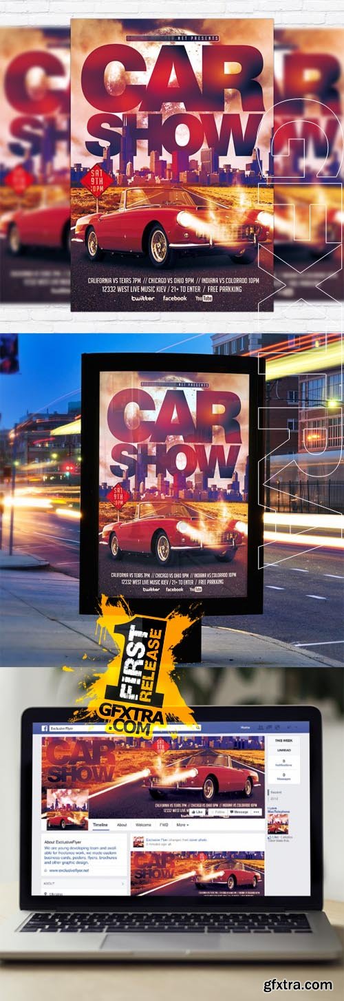 Car Show - Flyer Template + Facebook Cover