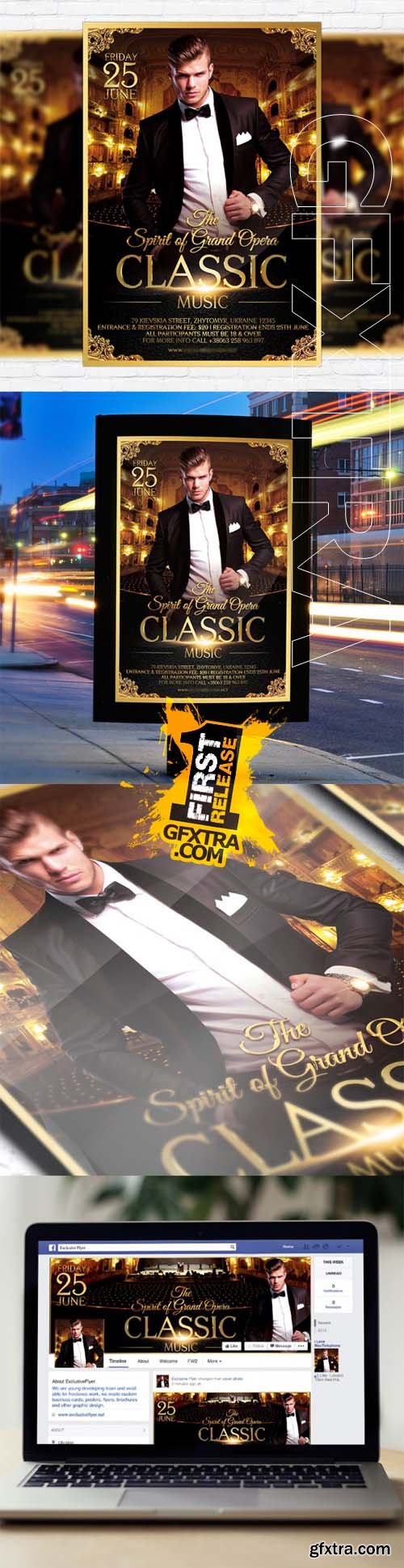 Classic Music - Flyer Template + Facebook Cover
