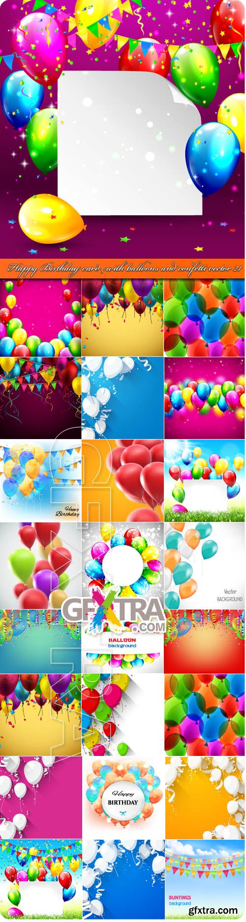 Happy Birthday card with balloons and confetti vector 21