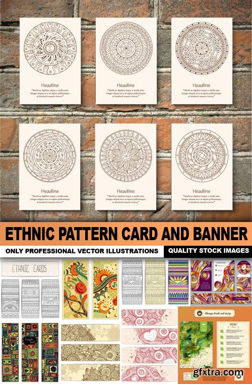 Ethnic Pattern Card And Banner - 25 Vector