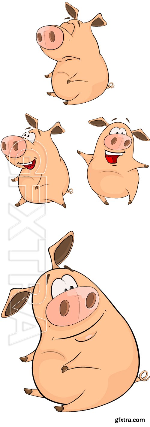 Stock Vectors - A cute pig farm animal cartoon