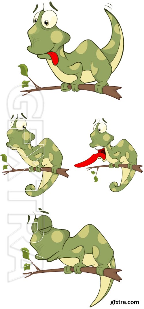 Stock Vectors - Big green Chameleon cartoon