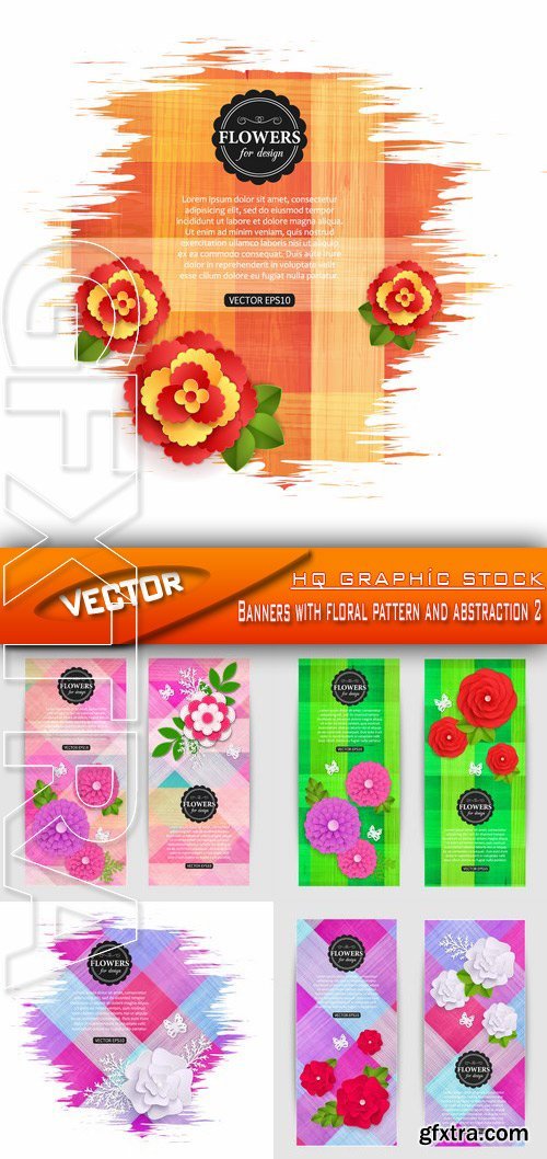Stock Vector - Banners with floral pattern and abstraction 2