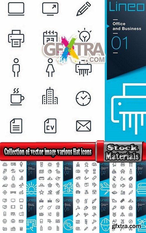 Collection of vector image various flat icons on various subjects 25 Eps