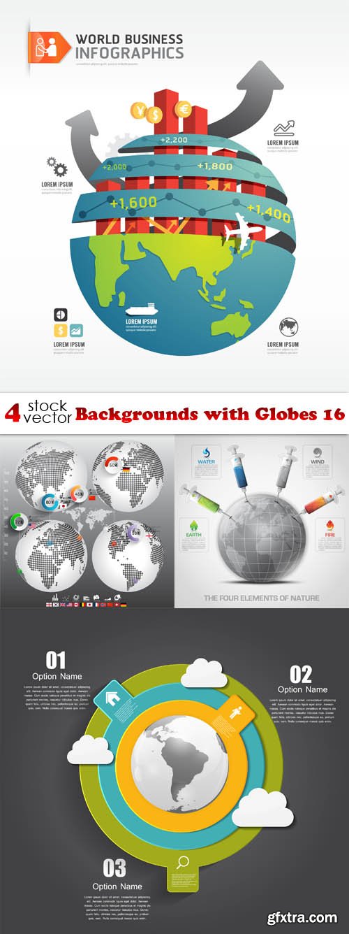 Vectors - Backgrounds with Globes 16