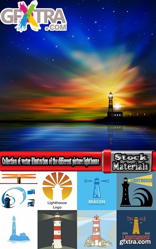 Collection of vector illustration of the different picture lighthouse lantern beam 25 Eps