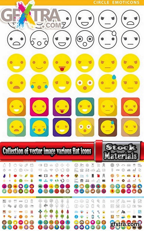 Collection of vector image various flat icons on various subjects #2-25 Eps