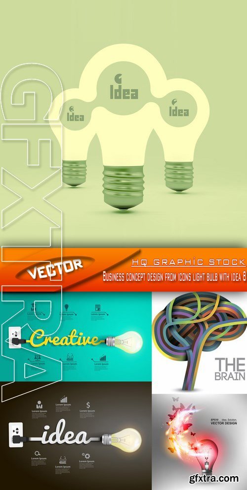Stock Vector - Business concept design from icons light bulb with idea 8