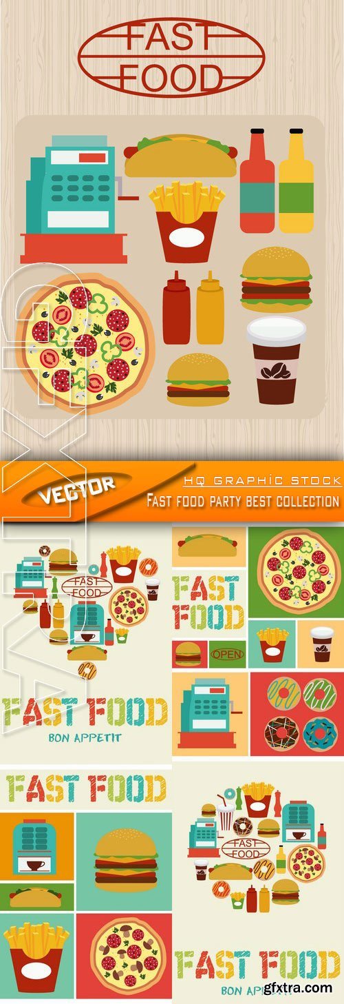 Stock Vector - Fast food party best collection