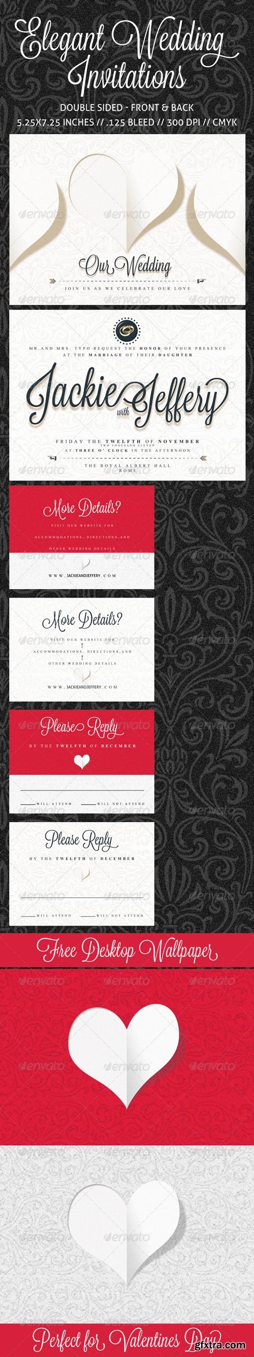 GraphicRiver - Elegant Wedding Invitation, RSVP and Info Card - 1150570