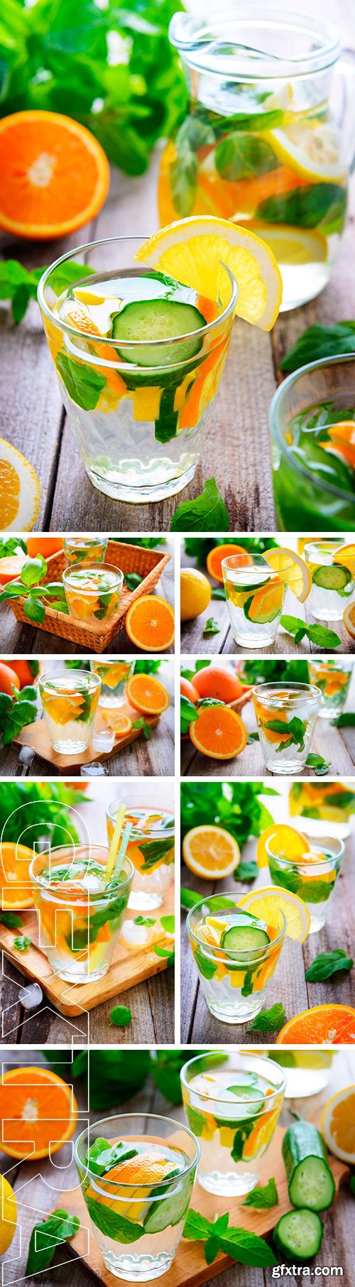 Stock Photos - A glass of orange drink with basil