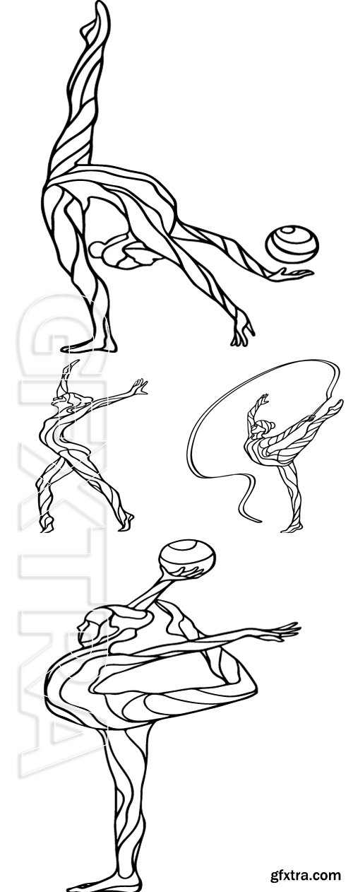 Stock Vectors - Creative silhouette of gymnastic girl. Art gymnastics, black and white vector illustration