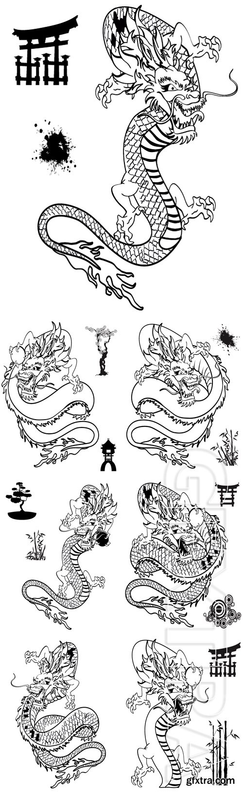 Stock Vectors - Japanese dragon tattoo in vector format very easy to edit