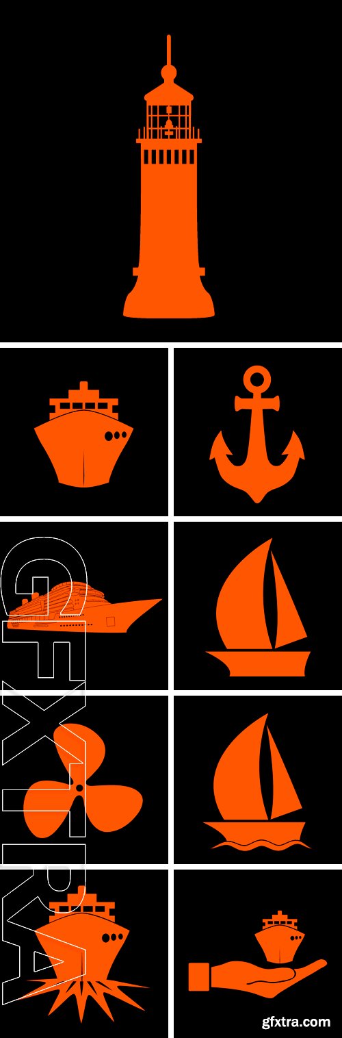 Stock Vectors - Orange icons on a black background