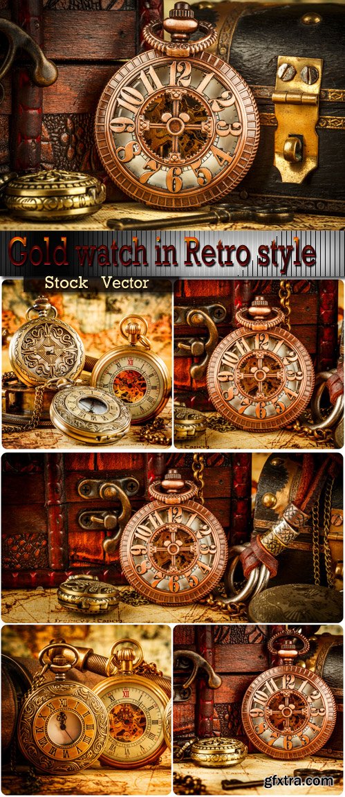Gold watch in Retro style