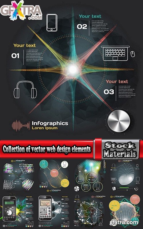 Collection of vector web design elements picture background business infographics 25 Eps