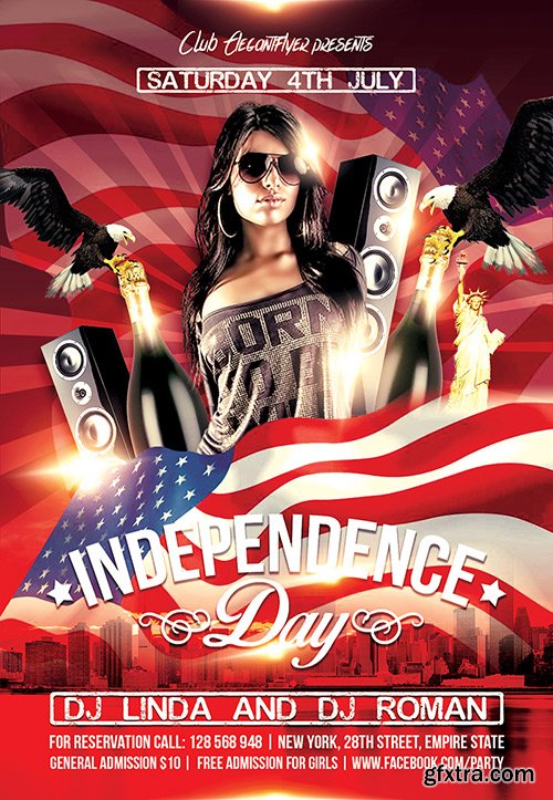 July 4th Independence Day Flyer PSD Template + Facebook Cover