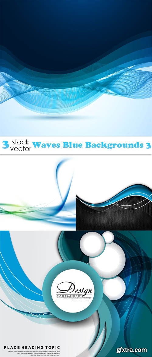 Vectors - Waves Blue Backgrounds 3