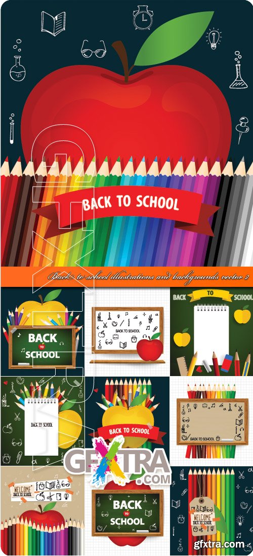 Back to school illustrations and backgrounds vector 2
