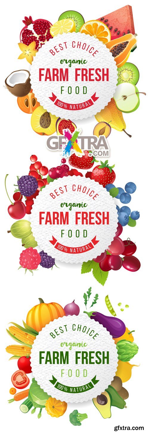 Farm Fresh Food Labels Vector