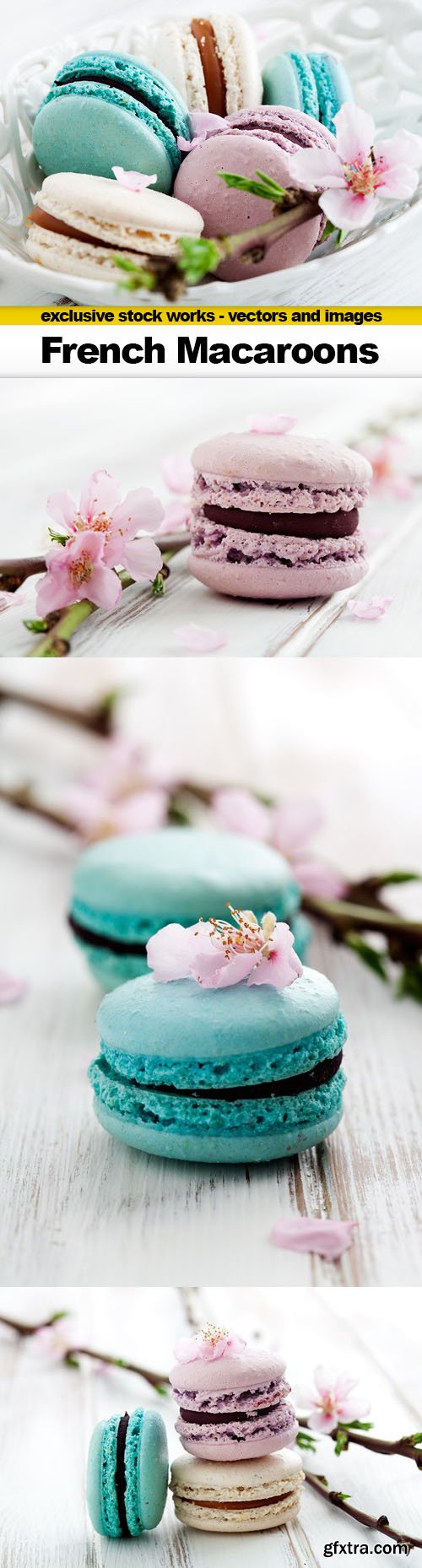 French Macaroons in Pink, Turquoise and White - 4x UHQ JPEG