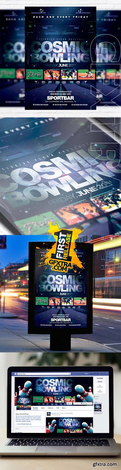Cosmic Bowling - Flyer Template + Facebook Cover