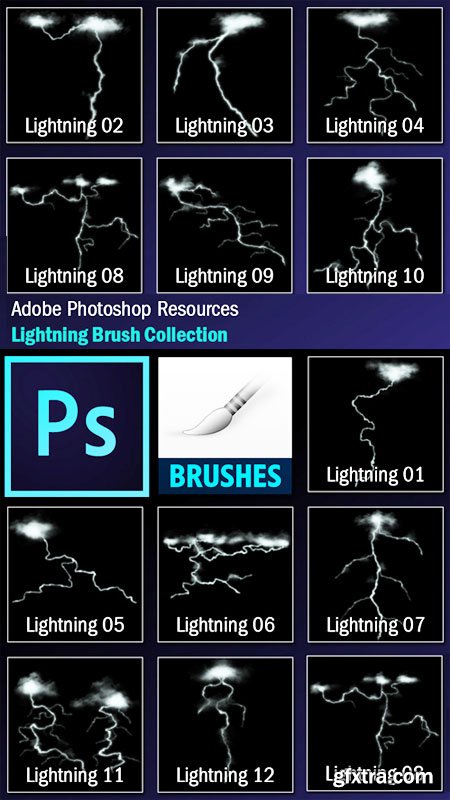 Lightning Brush collection for Photoshop