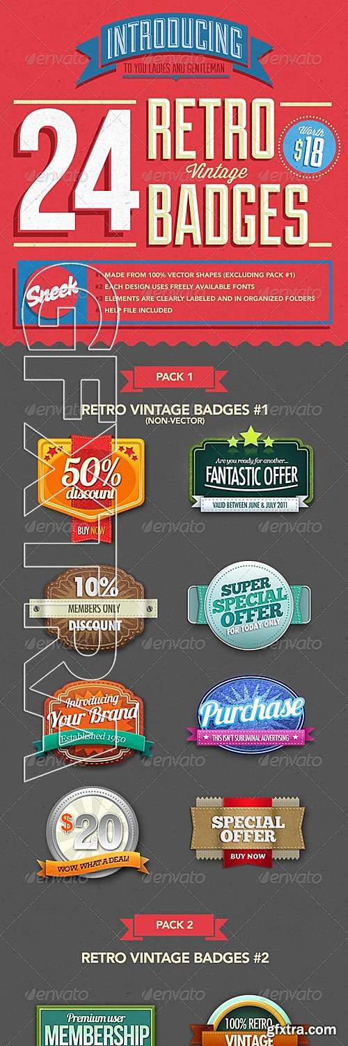 GraphicRiver - Retro Vintage Badges Bundle 3337335