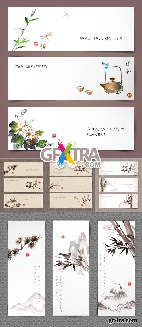 Japanese Banners Vector 2