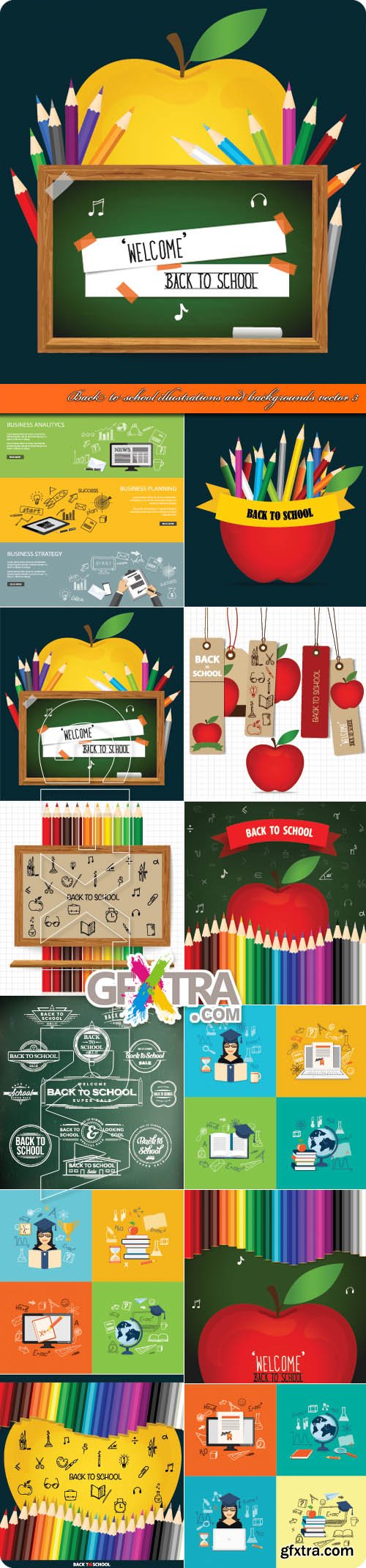 Back to school illustrations and backgrounds vector 3