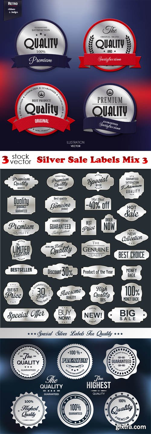 Vectors - Silver Sale Labels Mix 3