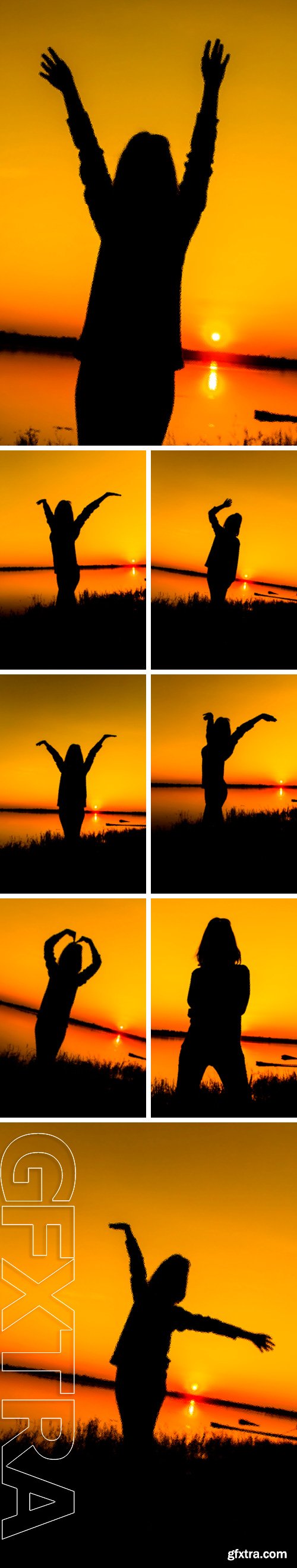 Stock Photos - The silhouette of young girls with Frosted Glass filter