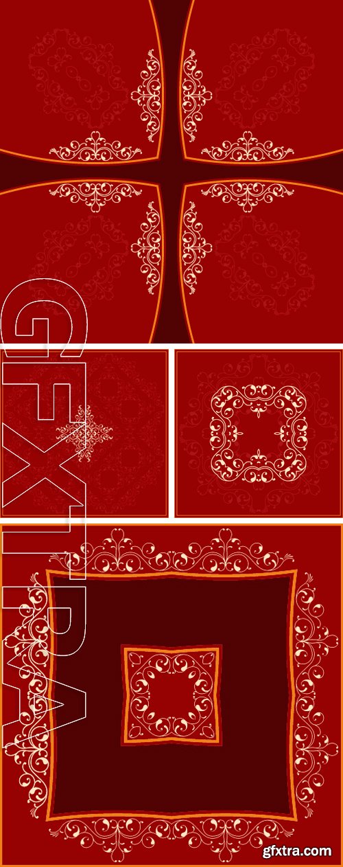 Stock Vectors - Ornaments on red baground