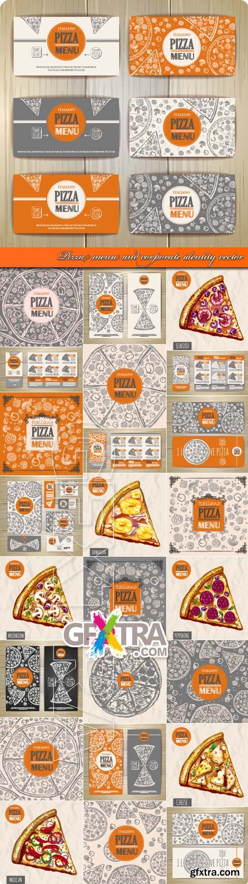 Pizza menu and corporate identity vector