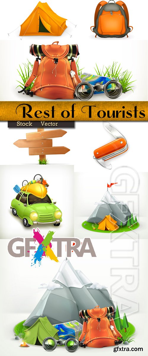 Rest of tourists - Vector illustrations
