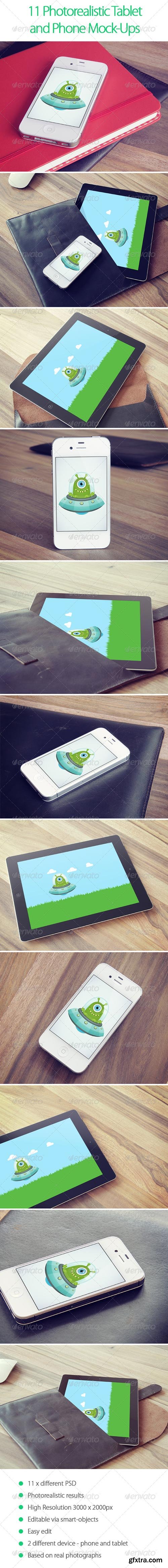 GraphicRiver - 11 Photorealistic Tablet and Phone Mock-Ups