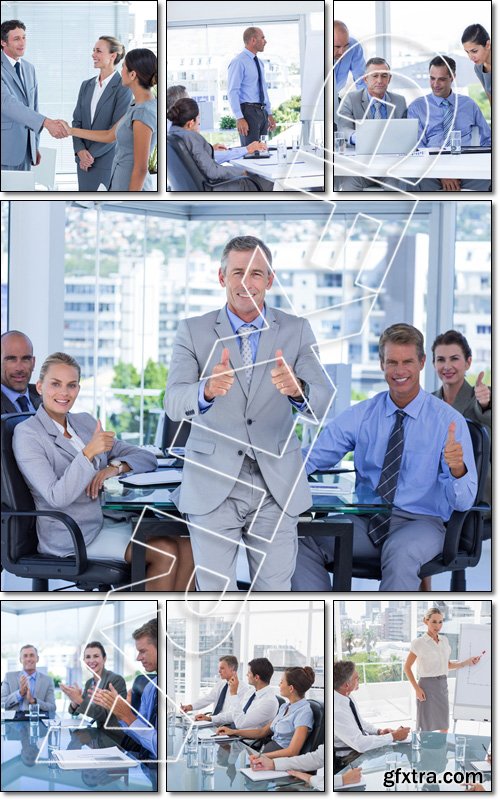 Business team working together on laptop in the office - Stock photo